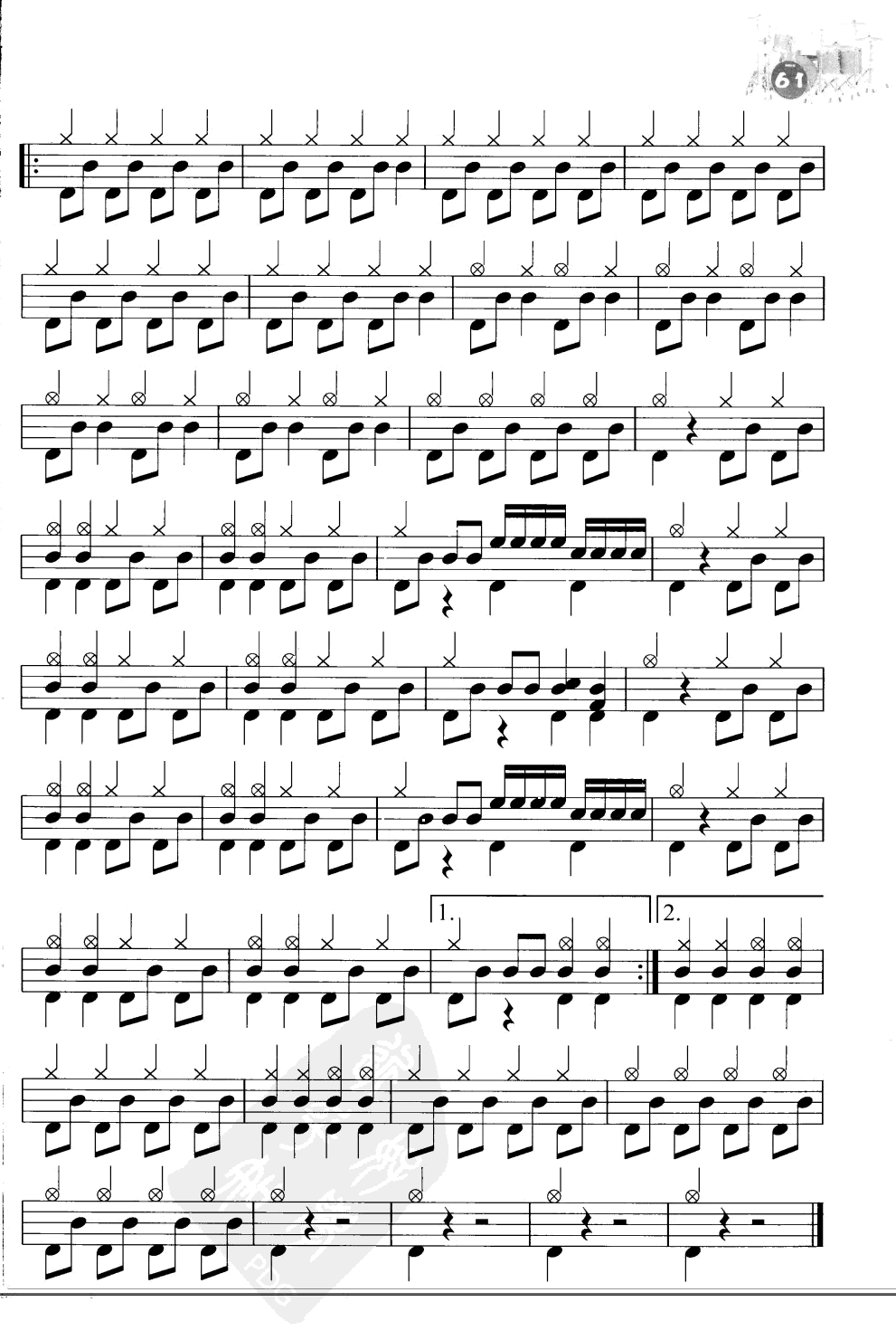 奥芬巴赫序曲 架子鼓爵士鼓鼓谱 附带伴奏示范曲