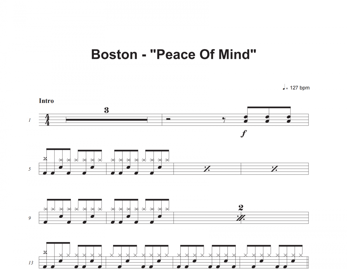 boston-Peace Of Mind架子鼓谱爵士鼓曲谱