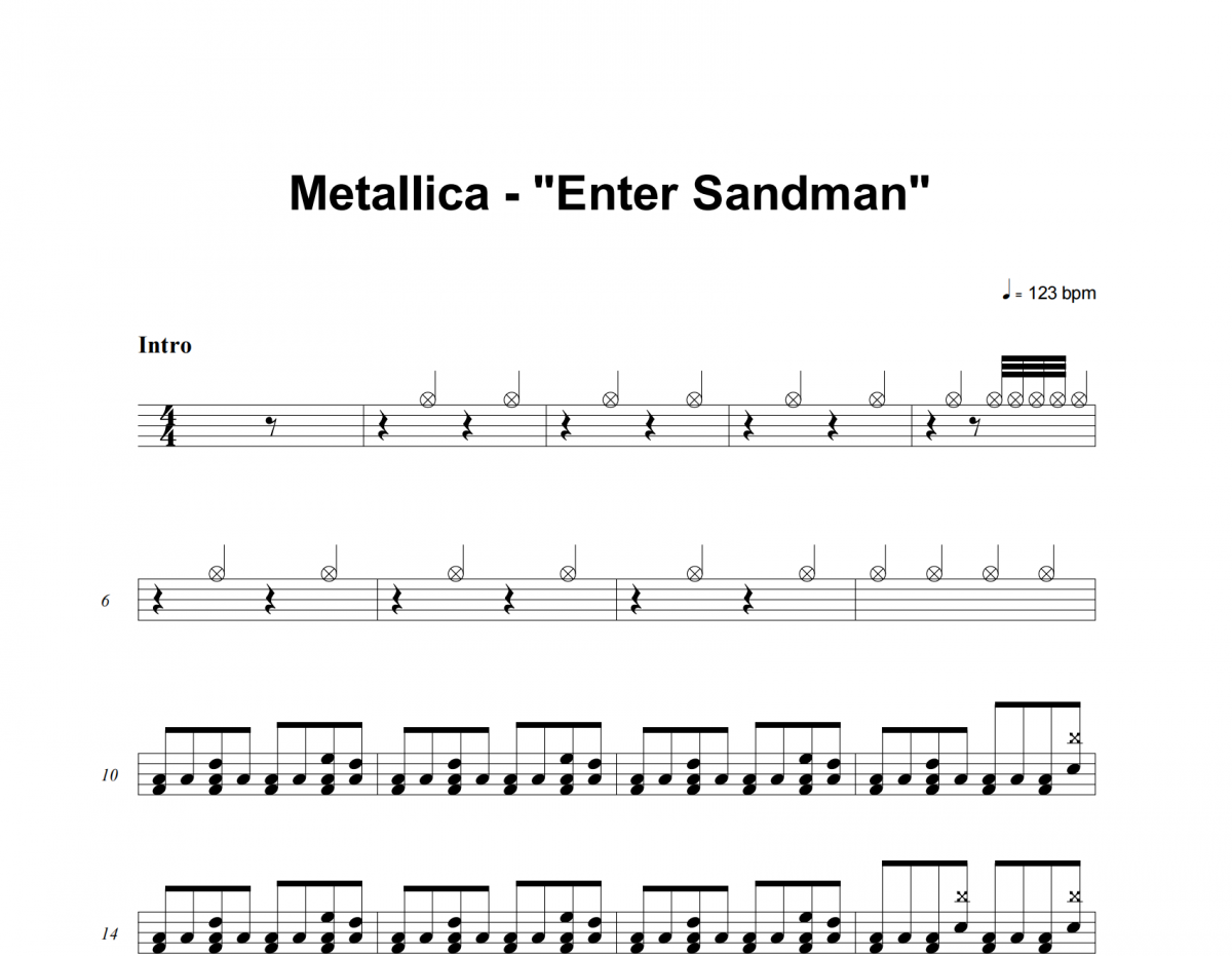Metallica《Enter Sandman》架子鼓|爵士鼓|鼓谱