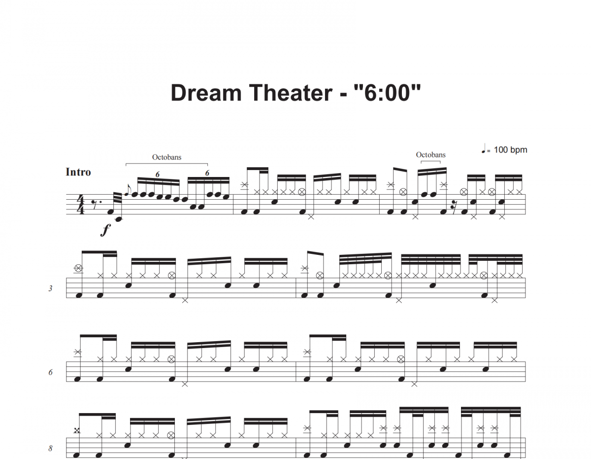 6:00鼓谱 Dream Theater《6:00》架子鼓|爵士鼓|鼓谱